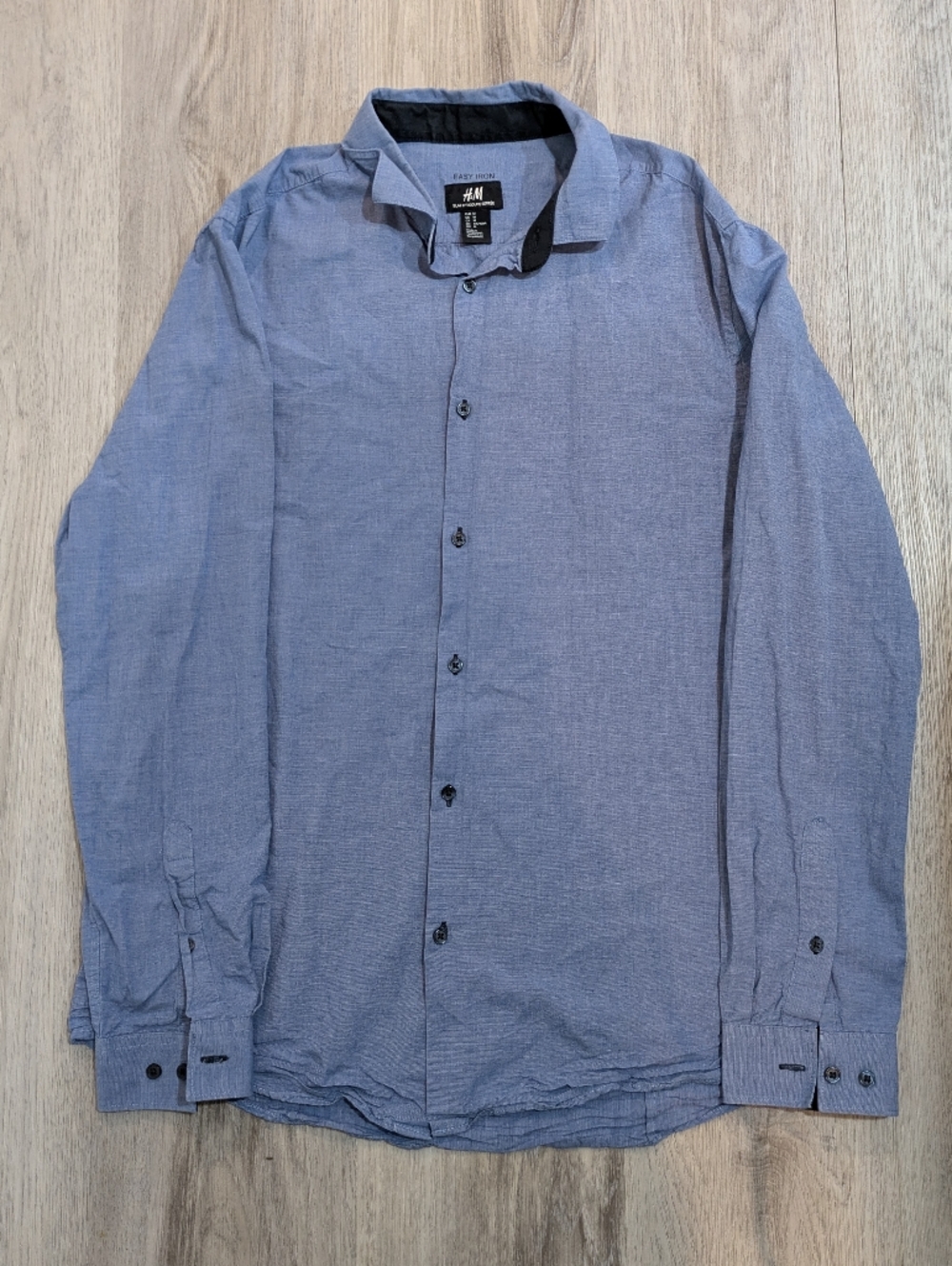 ✨3/$20✨ H&M Easy Iron Blue Striped Slim Fit Button-Down Shirt - Size Medium
